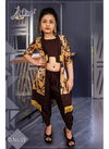 Brown Colour Reeza 3 Piece Design Reyon printed Stylish Kids Collection R-05